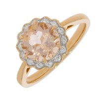 Guest and Philips - 18CT, Diamond 10pt and Morganite Set, Rose Gold - Ring, Size O 18RIDG87838