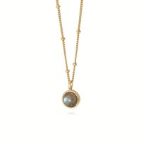 Daisy - Healing Stone, Labrodorite Set, Yellow Gold Plated - Bobble Necklace HN1007-GP