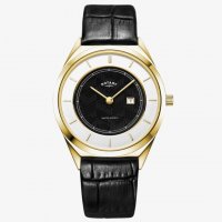 Rotary - SPECIAL EDITION CHAMPAGNE COLLECTION, Yellow Gold Plated - Leather - Art Deco Quartz Watch, Size 36mm GS08007-04