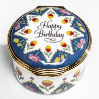 Halcyon Days - Enamel , Enamel Happy Birthday Box ENHPB0101G