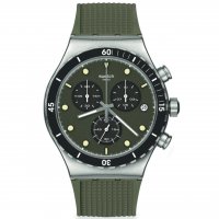 Swatch - Back In Khaki, Plastic/Silicone - Quartz Watch, Size 43mm YVS488