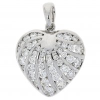Guest and Philips - Diamond 1.24ct Set, White Gold - 18ct Heart Pendant D1853