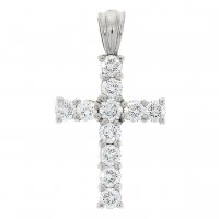 Guest and Philips - D 1.01ct Set, White Gold - 18ct 11st Cross Pendant 18850G10