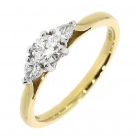 Guest and Philips - D 0.18ct D 0.26ct Set, Yellow Gold - White Gold - 18ct Rnd Drop Ring 12073G1