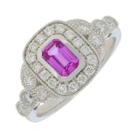 Guest and Philips - Diamond 50pt 24st Pink Sapphire Set, Platinum - Cluster Ring PLRIDG87944