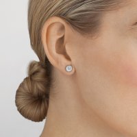 Georg Jensen - Daisy, Sterling Silver - Enamel - Earrings, Size 7mm 20000723
