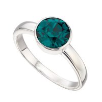 Gecko - Swarovski Crystal Set, Sterling Silver - - May Emerald Ring, Size 56 R3689