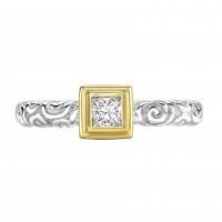 Dower and Hall - Twinkle, White Sapphire Set, Sterling Silver Yellow Gold - Ring, Size N - TWR114-S-18Y-WS