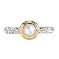 Dower and Hall - Twinkle, Pearl Set, Sterling Silver - Yellow Gold - Ring, Size N - TWR117-S-18Y-WP