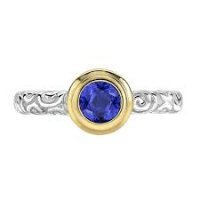 Dower and Hall - Twinkle, Blue Spinel Set, Sterling Silver - Yellow Gold - Ring, Size N - TWR105-S-18Y-BS