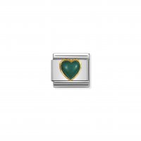 Nomination - Stones Hearts, Agate Set, Stainless Steel/Tungsten - Green Agate Heart Charm