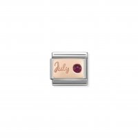 Nomination - Stone of Month, Ruby Set, Stainless Steel/Tungsten - Rose Gold Plated - July Ruby Birth Charm