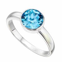 Gecko - Blue Crystal Set, Sterling Silver - March Birthstone Ring R3687 R3687 R3687