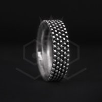 The Precious Frog - Rhodium Plated - Patterned Ring, Size Q