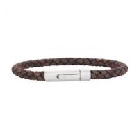 Son of Noa - Leather - Stainless Steel - Leather Bracelet, Size 23cm - 897008-GREY21