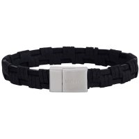 Son of Noa - Stainless Steel - Leather Bracelet, Size 23cm - 897010-BLACK21