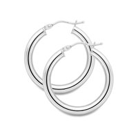 Guest and Philips - White Gold 9ct Plain Hoop Earrings E906