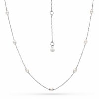 Kit Heath - Revival Astoria, Pearl Set, Rhodium Plated - Station Necklace, Size 18" 90430FP