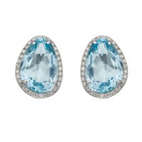 Gecko - Diamond Blue Topaz Set, White Gold - 9ct Cluster Earring GE2399T