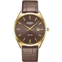 Rotary - Ultra Slim, Leather - Yellow Gold Plated - Quartz Watch, Size 38mm GS08013-49