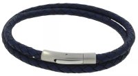 Unique - Leather - Stainless Steel - Double Wrap Bracelet, Size 21cm B511NV-21CM