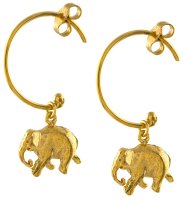 Alex Monroe - Indian Elephant, Yellow Gold Plated Hoop Earrings BVE1-GP