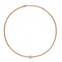Fope - D 0.33ct Set, Rose Gold - White Gold - 18ct Rope Necklace, Size 50cm 739CPAVE-RW