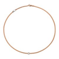 Fope - D 0.19ct Set, Rose Gold - White Gold - 18ct Rope Necklace, Size 45cm 730CPAVE-RW