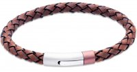 Unique - Leather - Stainless Steel - Bracelet, Size 21cm B532DB-21CM