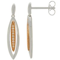 Guest and Philips - 7pt 18st Dia 2 Col Open Elipse Set, Rose Gold - White Gold - 9ct Drop Earrings 09EADI80205