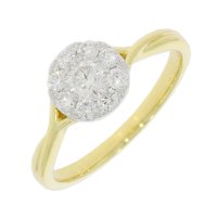 Guest and Philips - Diamond Set, White Gold - Yellow Gold - 9ct 50pt 9st D Rnd "1.75ct Look" Cluster Ring 09RIDI82088