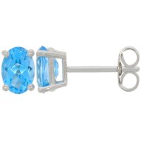 Guest and Philips - Topaz Set, White Gold - 9ct 2st BT Oval 4 Claw Stud Earring, Size 7x5 09EASH86774