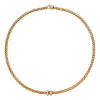 Fope - Solo, D 0.29ct Set, Yellow Gold - White Gold - Necklace, Size 43cm 62406C-PAVE-Y