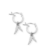 Chlobo - Double Feather, Sterling Silver Hoop Earrings - SEH584