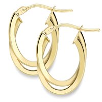 Guest and Philips - Yellow Gold 9ct Oval Hoop Earrings ER383