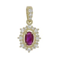Guest and Philips - 9ct 0.15ct Diamond Ruby Oval, Yellow Gold - PENDANT 09CIDG83752