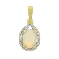 Guest and Philips - Diamond Set, White Gold - 9ct 7pt 19st Dia & 1st Opal Oval Pendant, Size 7x5 09CIDG85924