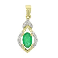 Guest and Philips - 3pt Diamond and Oval Emerald , Set, Yellow Gold - Pendant 09CIDG86612