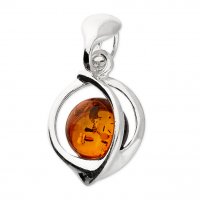 Guest and Philips - Amber Set, Sterling Silver - Cognac Floating Bead Pendant H3733-B