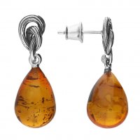 Guest and Philips - Amber Set, Sterling Silver - Twist Knot Droplet Earrings H5831-S