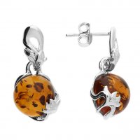 Guest and Philips - Leaf, Amber Set, Sterling Silver - Drop Earrings H5892-S