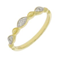 Guest and Philips - Diamond Set, Yellow Gold - White Gold - 9ct 8pt 6st D Pol Pave 7 Elipse Milgrain Ring 09RIDI82695