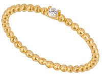 Gecko - Cubic Zirconia Set, Yellow Gold Plated - BEADED RING R3823C