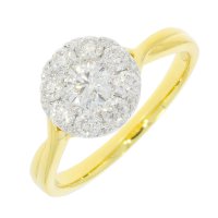Guest and Philips - Diamond Set, Yellow Gold - 18ct 1ct 9st '3ct Look' Cluster Ring 18RIDI81337