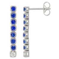 Guest and Philips - 9CT 0.10PTS DIAMOND Ceylon, Sapphire Set, White Gold - drop earrings 09EADG87351