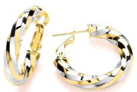 Guest and Philips - Yellow and White Gold 9ct Twist Hoop Earrings GEH3389