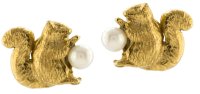 Alex Monroe - Squirrel & Pearl, Pearl Set, Yellow Gold Plated - Stud Earrings FSE5-GP