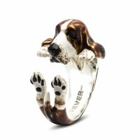 Dog Fever - Enamel - Sterling Silver - Basset Hound Ring, Size M - DFANESMACLA00002-M
