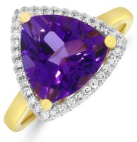 Guest and Philips - Amethyst Set, Yellow Gold - White Gold - 9ct 1st Am Tri D 13pt 33st Ring, Size N 09RIDG87004