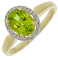 Guest and Philips - Peridot Set, Yellow Gold - White Gold - 9ct Per 1st D 9pt 26st Cluster Ring, Size O 09RIDG83980